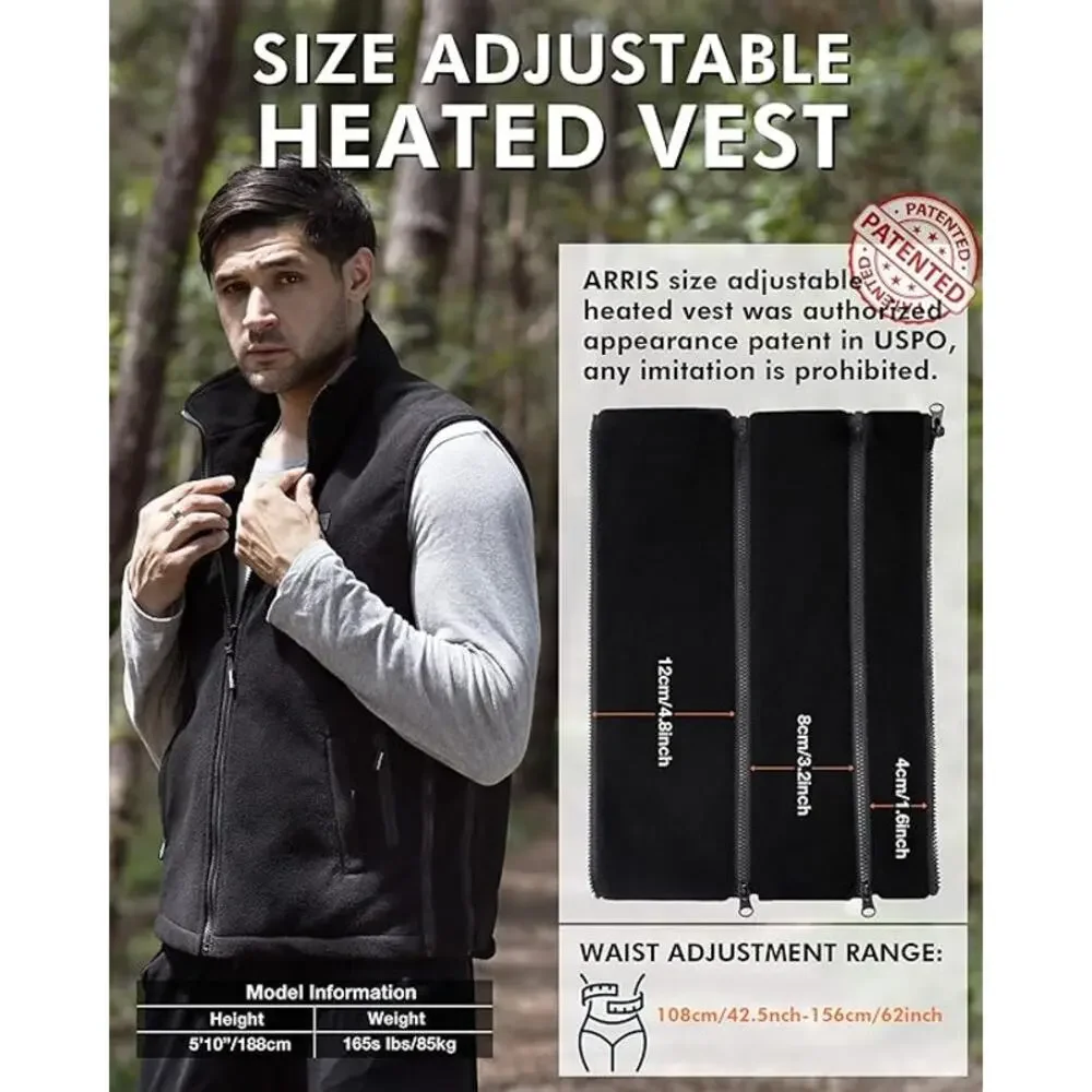 NWT! ARRIS Unisex Adult‎ Heated Vest, 7.4V Electric Size Adjustable Heating Vest